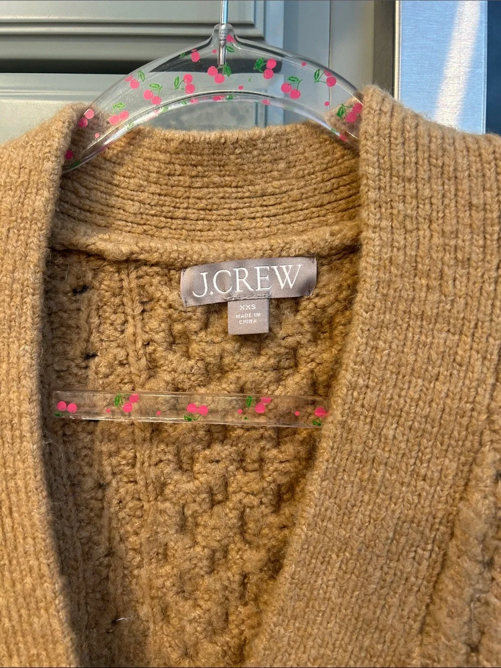 J. Crew Camel Cable-Knit Alpaca Blend Oversized Cardigan Sweater XXS